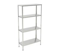 Relaxdays Estantería Metálica, 4 Baldas, 160 kg, Cargas Pesadas, Sótano, Acero Galvanizado, 150 x 75 x 30 cm, Plateado