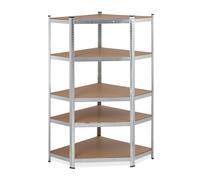 Relaxdays Estantería Metálica Esquinera, Galvanizada, máx. 875 kg, 181x128x92 cm, 5 Estantes, para Encajar, Acero, Plata