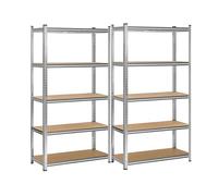 Estantería Metálica Almacenaje 2X Unidades de Acero Galvanizado + 5 Baldas MDF, 180 x 90 x 40cm, Modular, Baldas Ajustables, trastero, Garaje