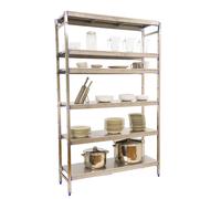 Simonrack Simoninox Estantería metálica Inicial (Al x An x Pr: 160 x 126 x 50 cm, Capacidad de carga por balda: 200 kg, Número de baldas: 6 ud.,...