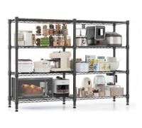 Estantería metálica Duradera para Cocina y despensa - 4 Niveles Ajustables - Soporte 1060 LB - Estructura Reforzada para Uso Comercial - Ideal para Garaje y Oficina - Ancho 35" - Tamaño: 4 Pisos,