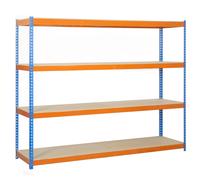 Estantería metálica industrial, 200x150x60 cm, 4 baldas, 400kg/balda, azul/naranja, simonrack ecoforte