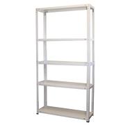 Estantería metálica Modular para Uso Particular y Profesional, Color Blanco 5 baldas Capacidad de Carga máxima 250kg. 170cm x 75cm x 30cm. Ideal para garajes, talleres, almacenes y decoración