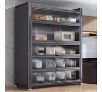 Estanteria Microondas, Barra de Café con Almacenamiento, Puerta de Gabinete Abatible de Acrílico, Capacidad de Carga de 1323Lb, for Almacenar Hornos Microondas, Máquinas de Pan, Hornos
