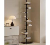 Estantería moderna de torre de columna vertebral, 9 estantes ajustables, diseño vertical que ahorra espacio, perfecta para el hogar, oficina, sala de estar, comedor y dormitorio, estantería alta para