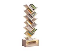 Estantería moderna en forma de árbol de 140 cm, color blanco, con diseño antivuelco para CD y libros, ideal para dormitorio o sala de estar