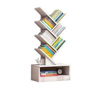 Estantería moderna en forma de árbol de 39.4 pulgadas, color blanco, con diseño antivuelco para libros y CD, elegante para muebles de dormitorio y sala de estar