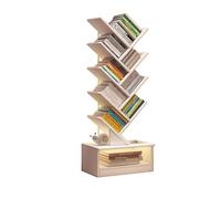 Estantería moderna en forma de árbol de 47.2 pulgadas, color blanco con diseño antivuelco, muebles elegantes que ahorran espacio para libros, CD, decoración de dormitorio y sala de estar