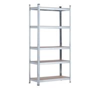 THINIA HOME - Estantería Modular Almacenaje, Acero y MDF Antihumedad, Hogar, Trastero, Garajes y Talleres, 5 Baldas Ajustables, Carga Máxima 875Kg, 90x40x180cm (Largo x Ancho x Alto)
