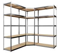 CLP Estantería Modular De 3 Piezas para Cargas Pesadas I Mueble Versátil para Almacenar De Acero & Estantes De Madera, Color:Plata