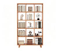 Estantería modular de madera maciza con rejilla for libros estantería pared completa apoyada en la gabinete almacenamiento exhibición combinada el hogar biblioteca sala estar(Natura,104x179cm)