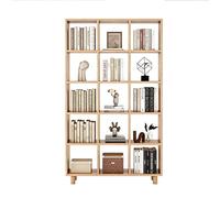 Estantería modular de madera maciza con rejilla for libros estantería pared completa apoyada en la gabinete almacenamiento exhibición combinada el hogar biblioteca sala estar(Cherry,104x112cm)