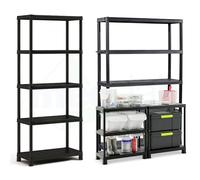 Estantería Modular De Resina Negro Montaje Fácil 4 Y 5 Estantes CARDINALE