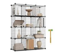 NEWLUX - Estantería Almacenaje Multiuso 12 Cubos (125x94,5x31,5 cm), Hasta 120Kg Capacidad. Estantería Metálica de Hierro Modular | Zapatero o Armario Abierto, Negro