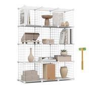 Newlux - Estantería Almacenaje Multiuso 9 Cubos (94,5x94,5x31,5cm), hasta 90Kg Capacidad. Estantería Metálica de Hierro Modular | Zapatero o Armario Abierto, Blanco