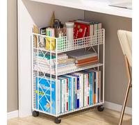 estantería móvil, Carrito for libros, carrito utilitario con ruedas, de estantería móvil resistente 5 niveles, almacenamiento delgado metal for la escuela, el dormitorio, sala estar, hogar, blanco