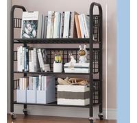 Estantería móvil con dirección de 360°, carrito rodante para organización del hogar y la oficina, estantes ajustables, construcción duradera, solución de almacenamiento multifuncional