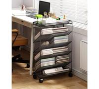 Estantería móvil con ruedas, carrito de almacenamiento compacto para espacios estrechos, organizador de metal de pie con revistero