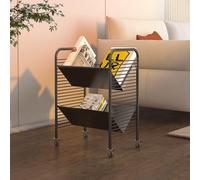 Estantería móvil con ruedas, carrito de libros de 2 niveles con estantes inclinados, diseño en V profundo para escuela, dormitorio, aula, oficina, biblioteca