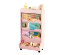 Estantería móvil con ruedas, revistero de gran capacidad y organizador de almacenamiento de escritorio para espacios estrechos