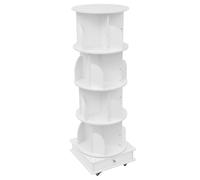 Estantería móvil de cuatro pisos, estantería giratoria de 360°, estantería de almacenamiento de madera blanca, adecuada para guardar varios libros, revistas, artículos decorativos hechos a mano, CD,