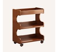Estantería móvil de madera de 3 niveles, carrito de almacenamiento delgado con almacenamiento abierto, estante de mesa auxiliar para dormitorio, sala de estar, oficina, ahorra espacio