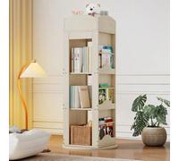 Estantería multifuncional para libros de imágenes con función giratoria, ahorra espacio y es práctica para toda la familia, 4 niveles, 142 x 63 x 63 cm