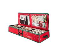 Estantería navideña espaciosa caja de papel de regalo debajo de la cama, perfecta para envolver regalos, lazos, lazos, etc. Contenedor debajo de la cama (rojo, talla única)