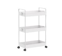 Estantería Organizadora para Baño 38x21x65cm, Estantería Ahorradora de Espacio, Estanteria Altura Cocina con Ruedas y Patas Antideslizantes, para Salón, Dormitorio, Cocina, Oficina, Casa