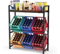 Estantería para 6 Cajas de Bebidas con Estante, Estante para Bebidas de Metal con Soporte Regulable en Altura, Sólido estante para cerveza, frutas, agua, capacidad de carga 340 kg, 32 x 102x 117 cm
