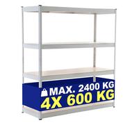 CLP Estantería Metálica para Cargas Pesadas I Estantería para Almacenamiento De 4 Niveles con Estilo Industrial, Color:Blanco