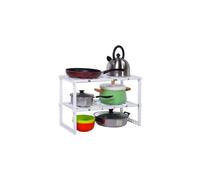Estantería para Debajo del Fregadero, multifunción, Organizador de Cocina y baño, con 2 estantes, Aluminio Blanco, 31 x 49,8 x 7 cm