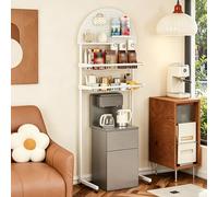 Estantería para dispensador de agua con balda ajustable, organizador metálico para bebidas, mueble coffee bar con panel perforado, estante superior para microondas y mini frigorífico(B,L77CM/30in)