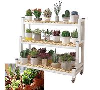 Estantería Para Flores De Metal Soporte Para Plantas Escalera Para Macetas De Plantas Y Flores Con 2Niveles 3 Niveles Estante De Almacenamiento Con Ruedas, Estantería Planta Estante ( Color : White-b
