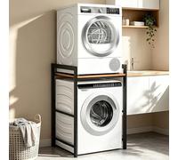 Estantería para lavadora, 3 alturas ajustables, para lavadora, secadora, inodoro, estantería sobre lavadoras, 350 kg, armario de lavadora con secadora para baño, cocina, 75 x 65 x 105 cm (negro 1)