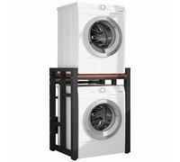 Estantería para Lavadora Ajustable en Altura, Torre de Lavado con Espacio para Dos Electrodomésticos, Capacidad de Carga 500kg para Baño, Cocina 75x65x105cm(Black)