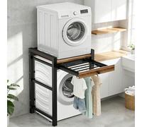 Estantería para lavadora Capaci nd Cact de 350 kg con ventana corredera, 75 x 65 x 105 cm, para baño y balcón, color negro, torre de lavandería Sto Solut