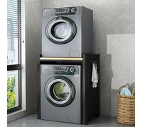 Estantería para Lavadora, Estante Apilable para Lavadora Y Secadora, Soporte de Altura Ajustable para Secadora, Capacidad de Carga 500kg para Baño, Cocina 75x65x105cm(Black)