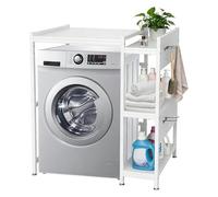 Estantería para Lavadora y Secadora con Estante Lateral, Organizador Ahorrador de Espacio, Estante Superior Ajustable en Altura, Gran Capacidad de Almacenamiento, Marco de Acero Estable,Blanco