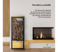 Estantería para leña Kindlewood | almacenamiento de leña | estanteria para chimenea | recubierto de polvo | madera de caucho Blumfeldt