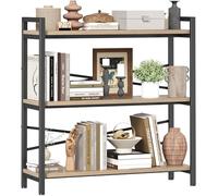 Estantería para libros, estantería de 3 niveles de 31.5 pulgadas de ancho, estante de almacenamiento y organización, estantería industrial de madera y metal, estantes grandes para libros para el