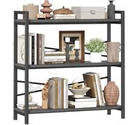 Estantería para libros, estantería gris de 3 niveles de 31.5 pulgadas de ancho, estante de almacenamiento y organización, estantería industrial de madera y metal, estantes grandes para libros para el