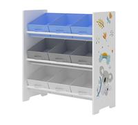 [en.casa] Estantería Boiro para Niños Organizador de Juguetes Motivo de Koala de 3 Niveles 9 Cajas Aglomerado/Poliéster 60 x 62 x 30 cm - Blanco y Azul