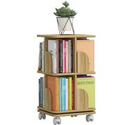 Estantería para niños de madera, estantería giratoria de pie, estantería móvil para niños, estante de almacenamiento para estudiantes, soporte para libros de fotos de gran capacidad (color: beige