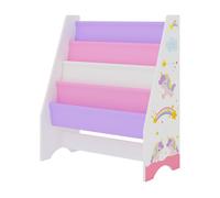 [en.casa] Estantería para Niños Organizador de Libros Motivo de Unicornio Librería de 4 Niveles Aglomerado/Poliéster 74 x 62 x 29 cm Multicolor