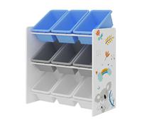[en.casa] Estantería para Niños Organizador de Juguetes Motivo de Koala de 3 Niveles 9 Cajas Aglomerado/Plástico 60 x 62 x 27 cm - Blanco y Azul/Gris