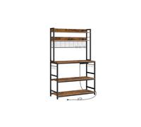 Estantería para Panadería con Toma de Corriente Marrón Rústico y Negro