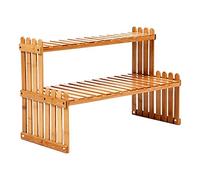 Estantería para plantas y macetas, madera, expositor con 2 estantes para interior y exterior, jardín, balcón, estantería para estantes exterior para interiores