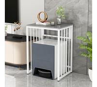 Estantería para Robot Aspirador, Mueble de 2 Niveles, Mesa Auxiliar Moderna de Metal, Mesita de Noche para Salón, Dormitorio, Baño, Balcón(White/Grey,60 * 90cm/23.6 * 35.4")