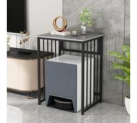 Estantería para Robot Aspirador, Mueble de 2 Niveles, Mesa Auxiliar Moderna de Metal, Mesita de Noche para Salón, Dormitorio, Baño, Balcón(Black/Grey,50 * 80cm/19.6 * 31.5")